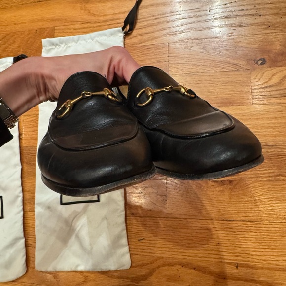 Gucci Jordaan Women Black Leather Horsebit Loafers Size 37.5 - Picture 12 of 12